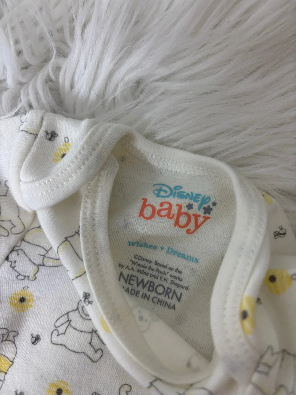 Disney Yellow and Cream Baby One-Piece Bodysuit Set - Winnie the Pooh Print - NB